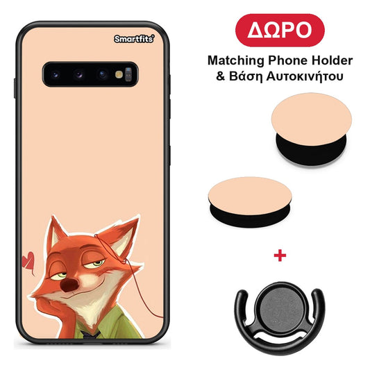 Nick Wilde And Judy Hopps Love 1 - Samsung Galaxy S10+ θήκη + Δώρο Phone Holder & Βάση Αυτοκινήτου