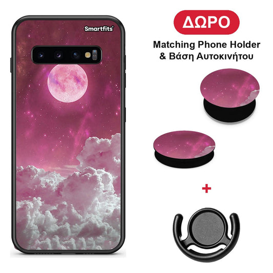 Pink Moon - Samsung Galaxy S10+ θήκη + Δώρο Phone Holder & Βάση Αυτοκινήτου