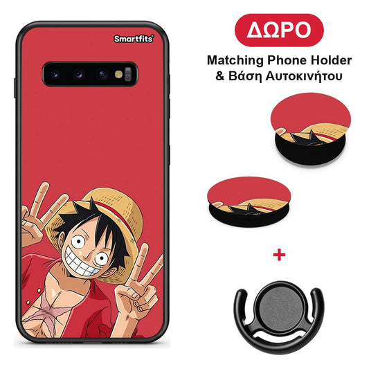 Pirate Luffy - Samsung Galaxy S10+ θήκη + Δώρο Phone Holder & Βάση Αυτοκινήτου