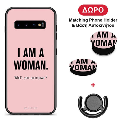 Superpower Woman - Samsung Galaxy S10+ θήκη + Δώρο Phone Holder & Βάση Αυτοκινήτου