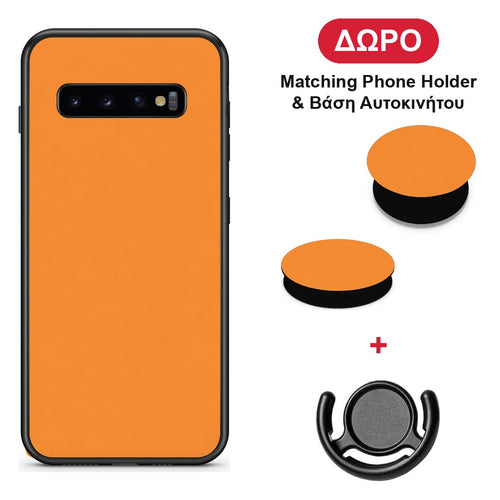 Tangerine Orange - Samsung Galaxy S10+ θήκη + Δώρο Phone Holder & Βάση Αυτοκινήτου