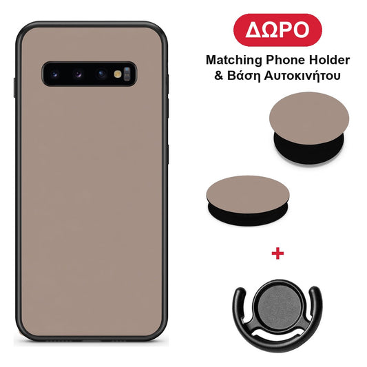 Warm Taupe - Samsung Galaxy S10+ θήκη + Δώρο Phone Holder & Βάση Αυτοκινήτου
