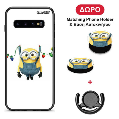 Xmas Minion Lights - Samsung Galaxy S10+ θήκη + Δώρο Phone Holder & Βάση Αυτοκινήτου