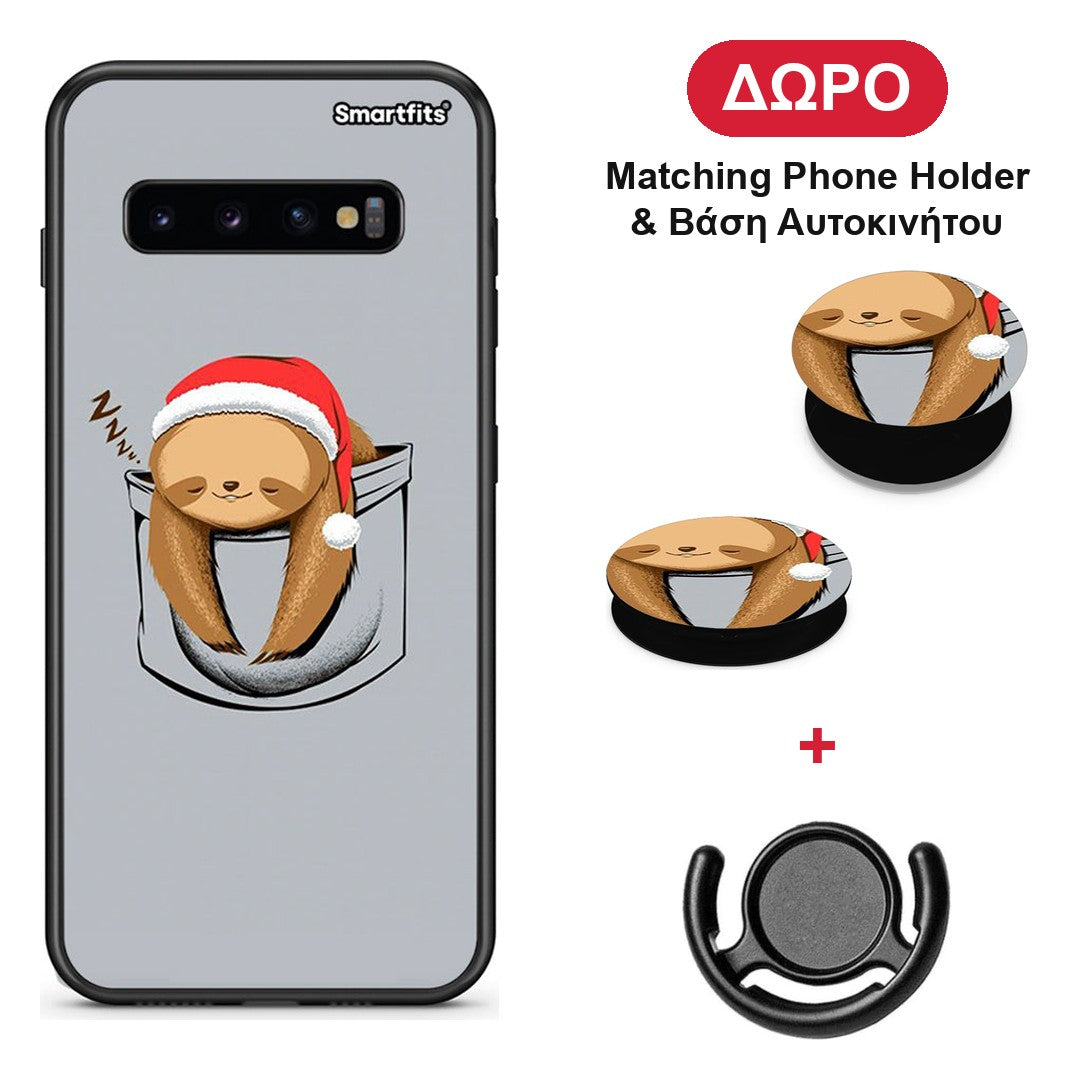 Xmas Zzzz - Samsung Galaxy S10+ θήκη + Δώρο Phone Holder & Βάση Αυτοκινήτου