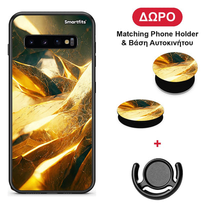 Real Gold - Samsung Galaxy S10 θήκη + Δώρο Phone Holder & Βάση Αυτοκινήτου