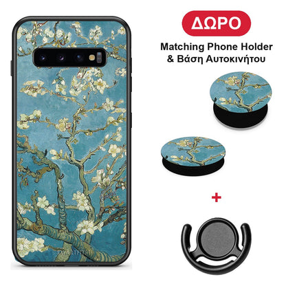 White Blossoms - Samsung Galaxy S10 θήκη + Δώρο Phone Holder & Βάση Αυτοκινήτου
