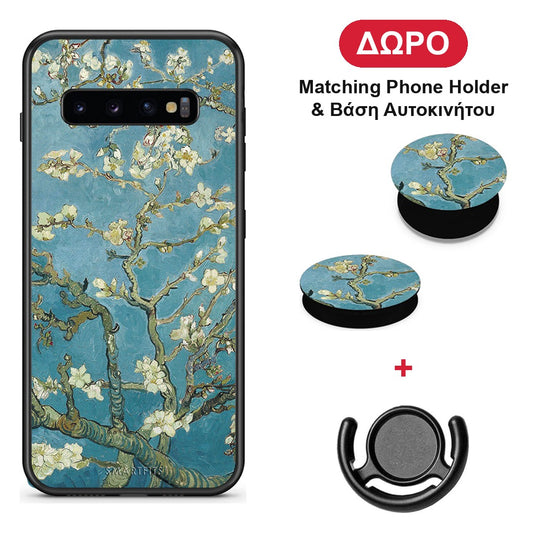White Blossoms - Samsung Galaxy S10 θήκη + Δώρο Phone Holder & Βάση Αυτοκινήτου