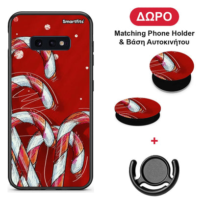 Candy Cane - Samsung Galaxy S10e θήκη + Δώρο Phone Holder & Βάση Αυτοκινήτου