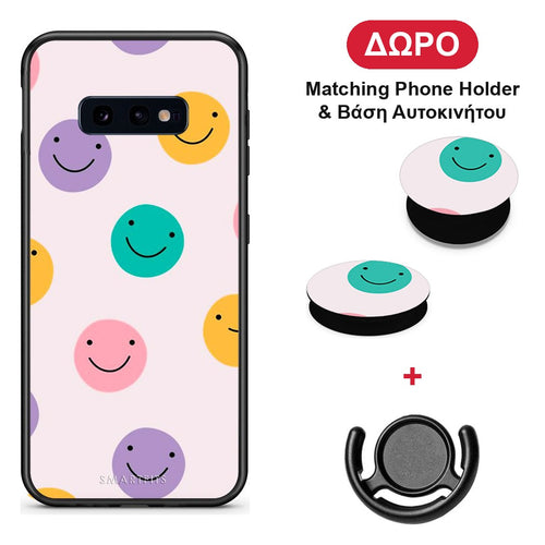 Smiley Faces - Samsung Galaxy S10e θήκη + Δώρο Phone Holder & Βάση Αυτοκινήτου