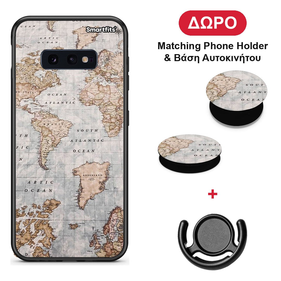 World Map - Samsung Galaxy S10e θήκη + Δώρο Phone Holder & Βάση Αυτοκινήτου