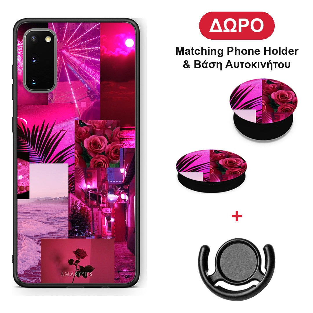Collage Red Roses - Samsung Galaxy S20 θήκη + Δώρο Phone Holder & Βάση Αυτοκινήτου