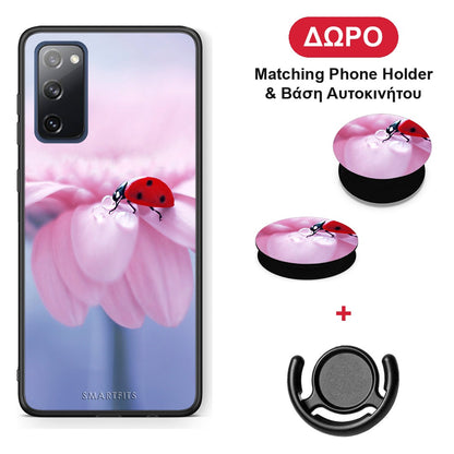 Ladybug Flower - Samsung Galaxy S20 FE θήκη + Δώρο Phone Holder & Βάση Αυτοκινήτου