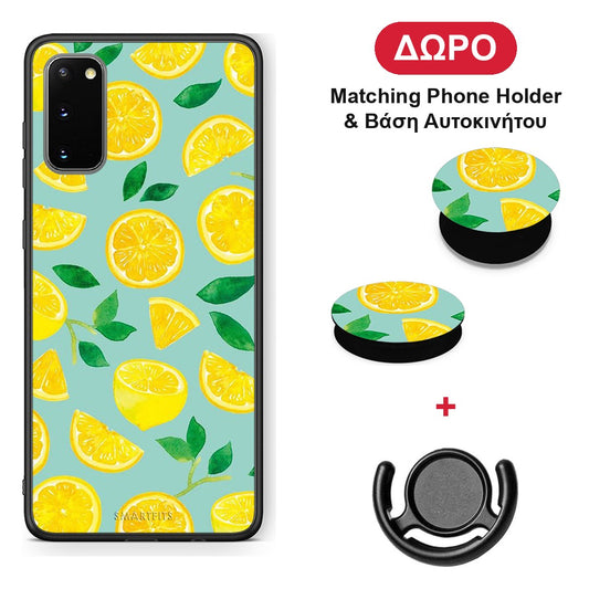 Lemons - Samsung Galaxy S20 θήκη + Δώρο Phone Holder & Βάση Αυτοκινήτου