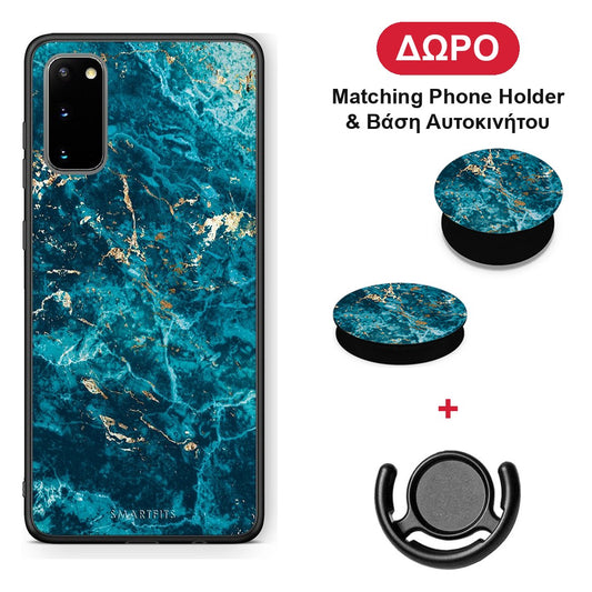 Marble Blue - Samsung Galaxy S20 θήκη + Δώρο Phone Holder & Βάση Αυτοκινήτου