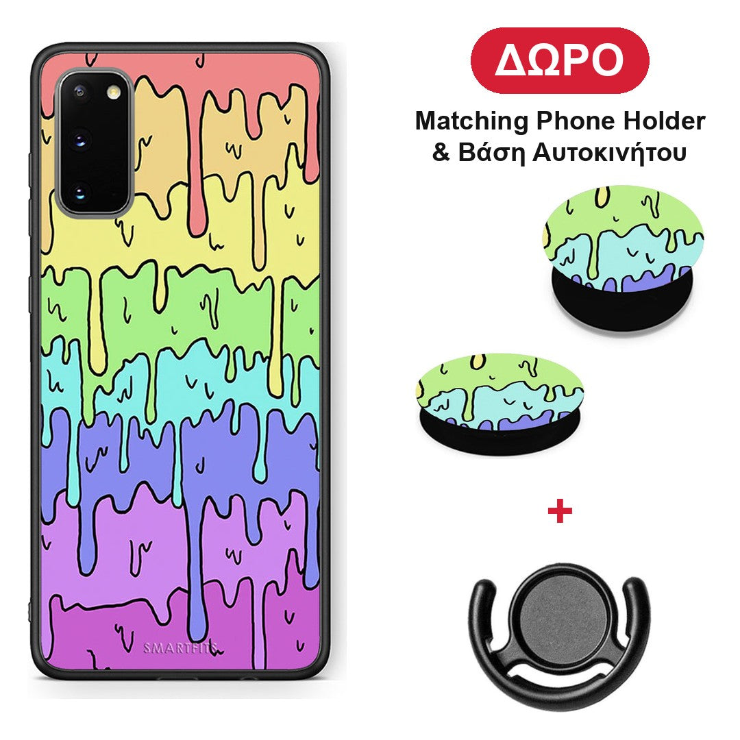 Melting Rainbow - Samsung Galaxy S20 θήκη + Δώρο Phone Holder & Βάση Αυτοκινήτου
