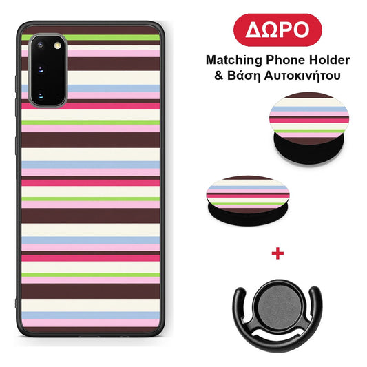 Multicolour Horizontal Stripes - Samsung Galaxy S20 θήκη + Δώρο Phone Holder & Βάση Αυτοκινήτου