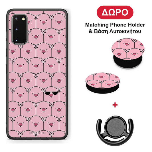 Pig Glasses - Samsung Galaxy S20 θήκη + Δώρο Phone Holder & Βάση Αυτοκινήτου