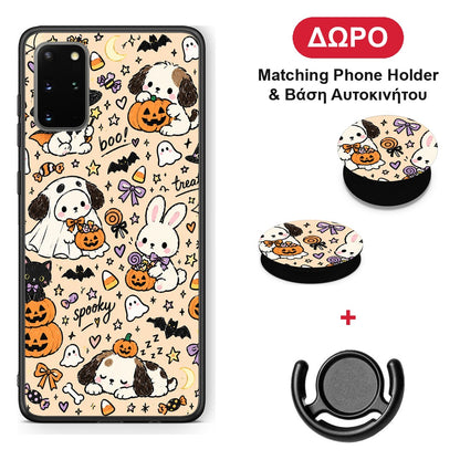 Halloween Puppies and Friends on Cream - Samsung Galaxy S20+ θήκη + Δώρο Phone Holder & Βάση Αυτοκινήτου