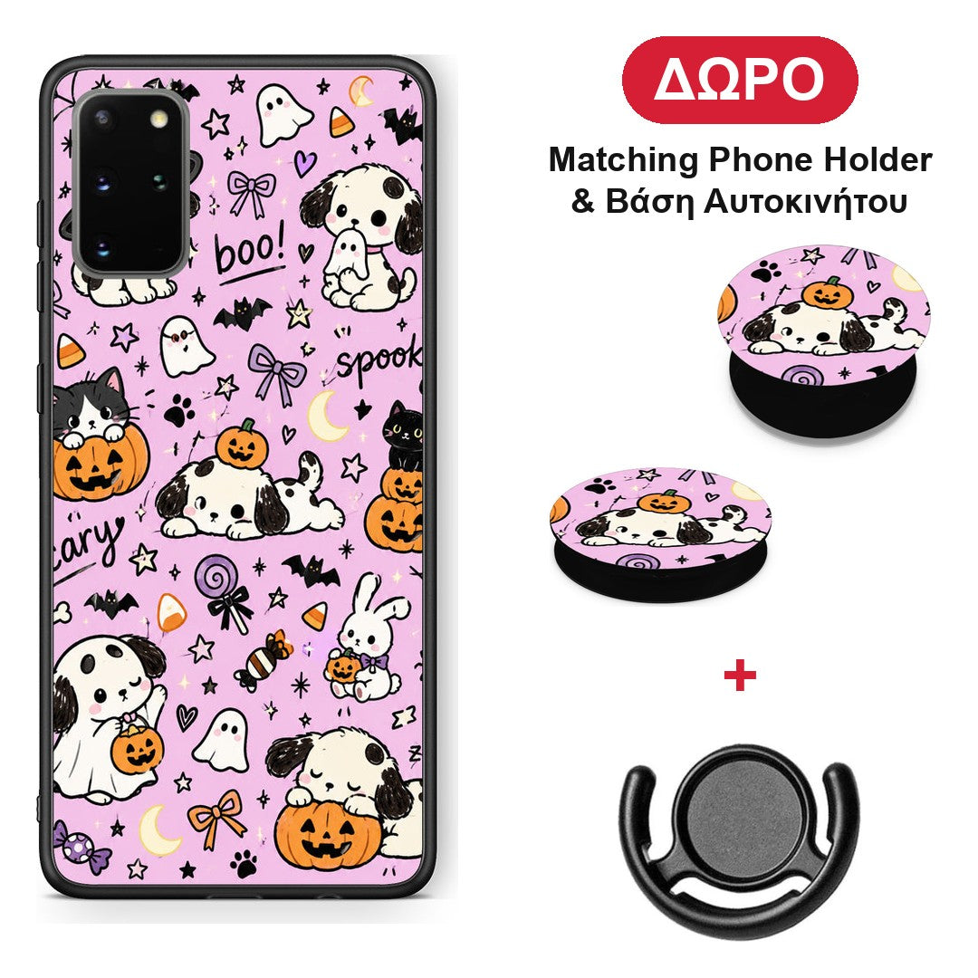 Halloween Puppies and Friends on Lilac - Samsung Galaxy S20+ θήκη + Δώρο Phone Holder & Βάση Αυτοκινήτου