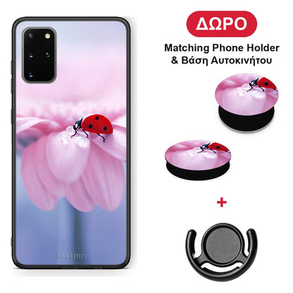 Ladybug Flower - Samsung Galaxy S20+ θήκη + Δώρο Phone Holder & Βάση Αυτοκινήτου