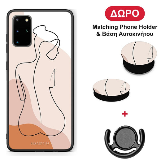 LineArt Woman - Samsung Galaxy S20+ θήκη + Δώρο Phone Holder & Βάση Αυτοκινήτου