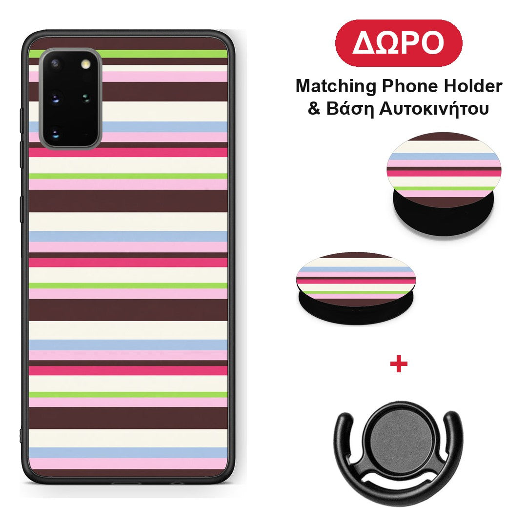 Multicolour Horizontal Stripes - Samsung Galaxy S20+ θήκη + Δώρο Phone Holder & Βάση Αυτοκινήτου