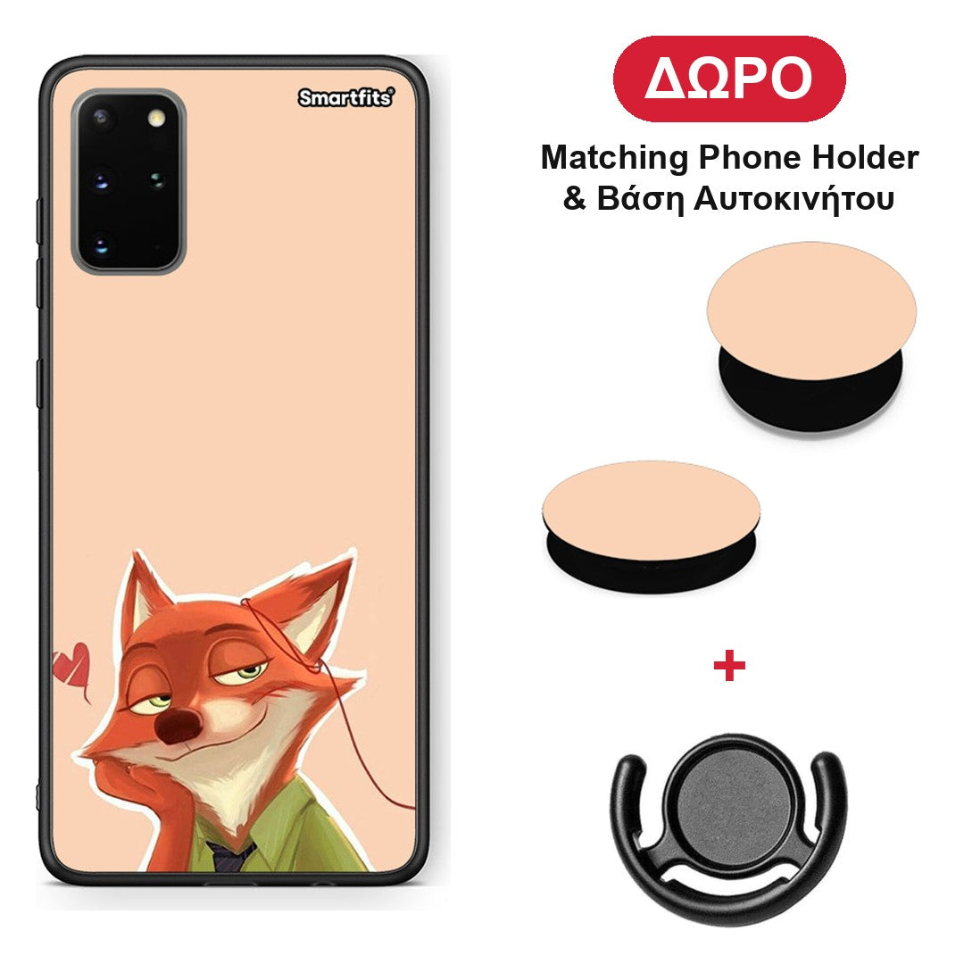 Nick Wilde And Judy Hopps Love 1 - Samsung Galaxy S20+ θήκη + Δώρο Phone Holder & Βάση Αυτοκινήτου