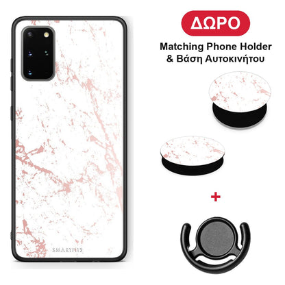 Marble Pink Splash - Samsung Galaxy S20+ θήκη + Δώρο Phone Holder & Βάση Αυτοκινήτου