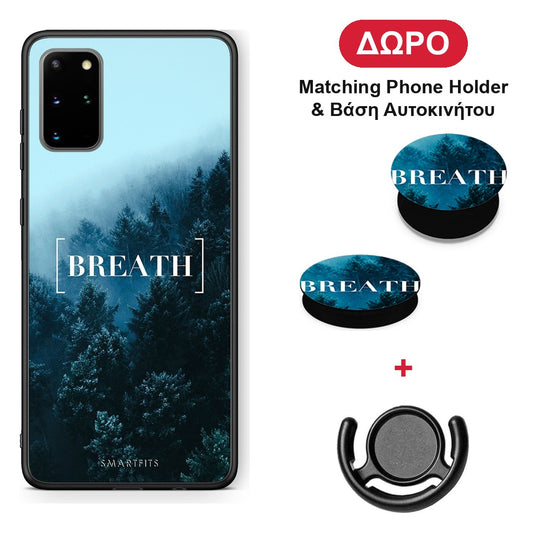 Quote Breath - Samsung Galaxy S20+ θήκη + Δώρο Phone Holder & Βάση Αυτοκινήτου