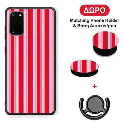 Red and Pink Vertical Pinstripes - Samsung Galaxy S20+ θήκη + Δώρο Phone Holder & Βάση Αυτοκινήτου