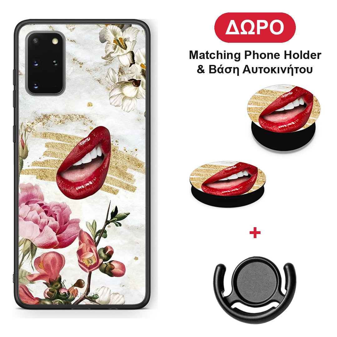 Red Lips - Samsung Galaxy S20+ θήκη + Δώρο Phone Holder & Βάση Αυτοκινήτου