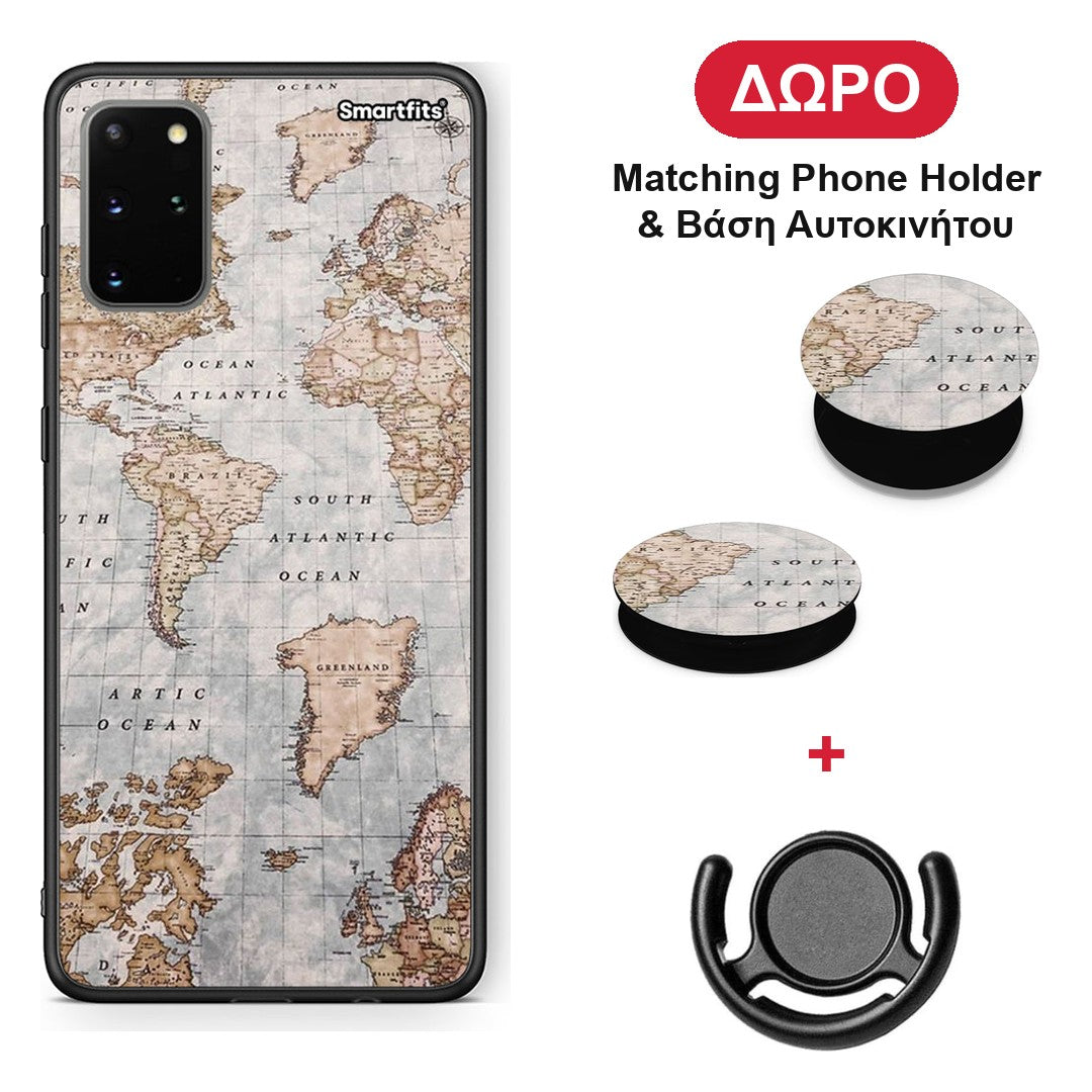 World Map - Samsung Galaxy S20+ θήκη + Δώρο Phone Holder & Βάση Αυτοκινήτου