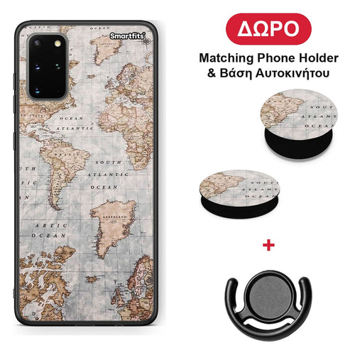 World Map - Samsung Galaxy S20+ θήκη + Δώρο Phone Holder & Βάση Αυτοκινήτου