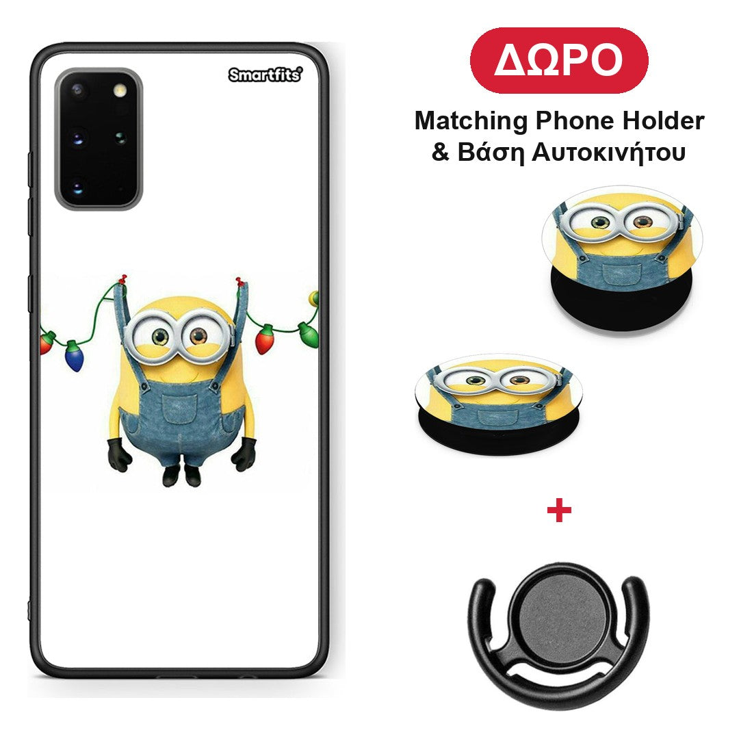 Xmas Minion Lights - Samsung Galaxy S20+ θήκη + Δώρο Phone Holder & Βάση Αυτοκινήτου
