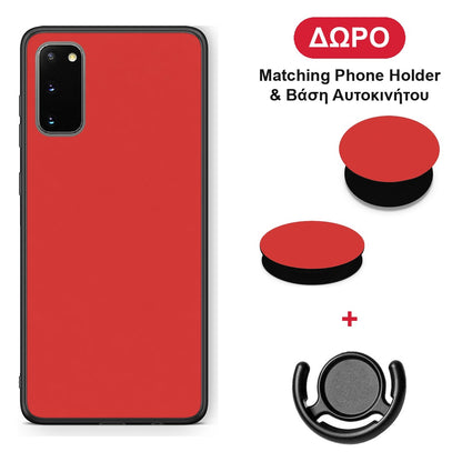 Poppy Red - Samsung Galaxy S20 θήκη + Δώρο Phone Holder & Βάση Αυτοκινήτου