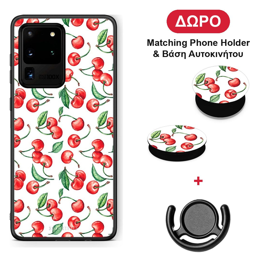 Cherry Summer - Samsung Galaxy S20 Ultra θήκη + Δώρο Phone Holder & Βάση Αυτοκινήτου
