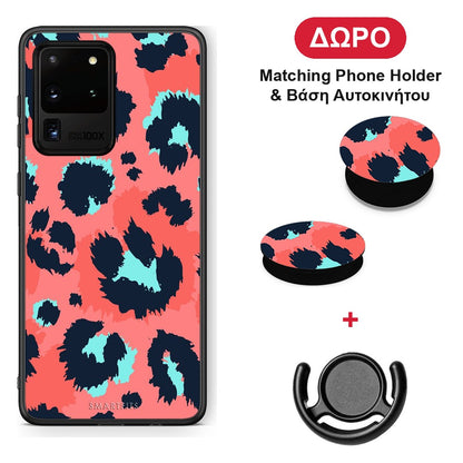 Animal Pink Leopard - Samsung Galaxy S20 Ultra θήκη + Δώρο Phone Holder & Βάση Αυτοκινήτου