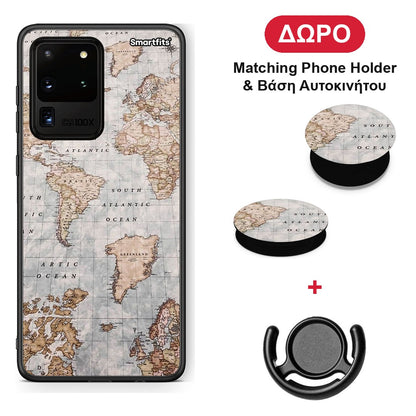 World Map - Samsung Galaxy S20 Ultra θήκη + Δώρο Phone Holder & Βάση Αυτοκινήτου