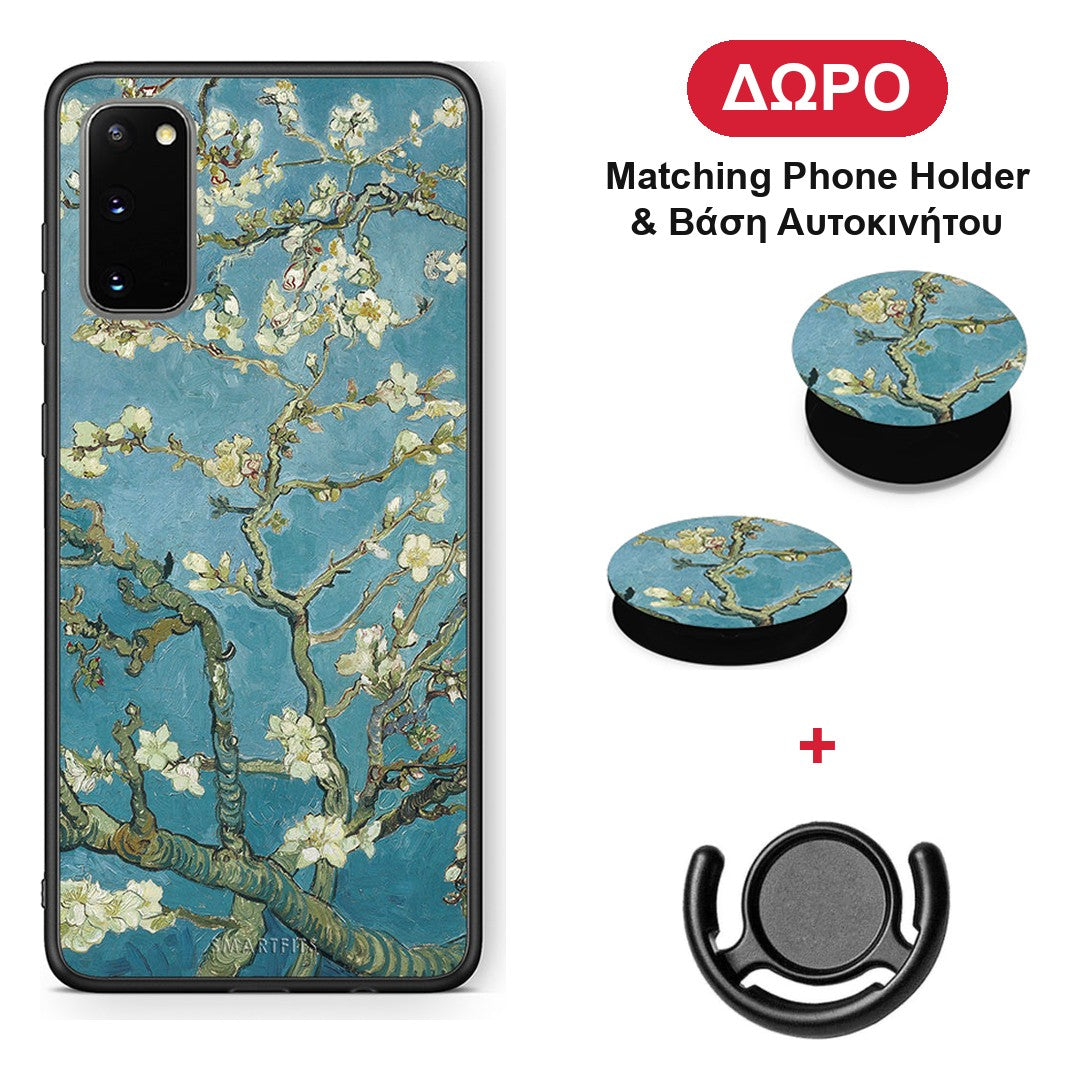 White Blossoms - Samsung Galaxy S20 θήκη + Δώρο Phone Holder & Βάση Αυτοκινήτου