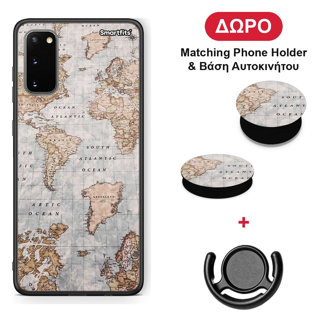World Map - Samsung Galaxy S20 θήκη + Δώρο Phone Holder & Βάση Αυτοκινήτου