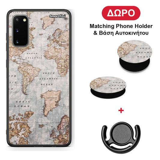 World Map - Samsung Galaxy S20 θήκη + Δώρο Phone Holder & Βάση Αυτοκινήτου