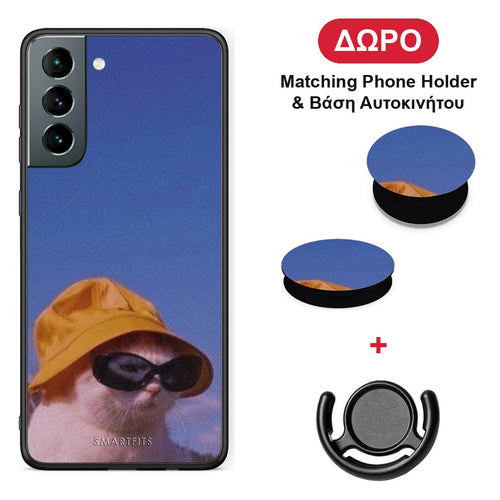 Cat Diva - Samsung Galaxy S21 θήκη + Δώρο Phone Holder & Βάση Αυτοκινήτου