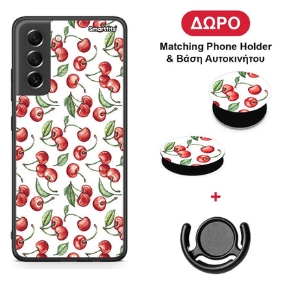 Cherry Summer - Samsung Galaxy S21 FE θήκη + Δώρο Phone Holder & Βάση Αυτοκινήτου