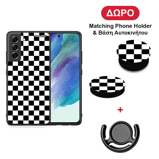 Geometric Squares - Samsung Galaxy S21 FE θήκη + Δώρο Phone Holder & Βάση Αυτοκινήτου