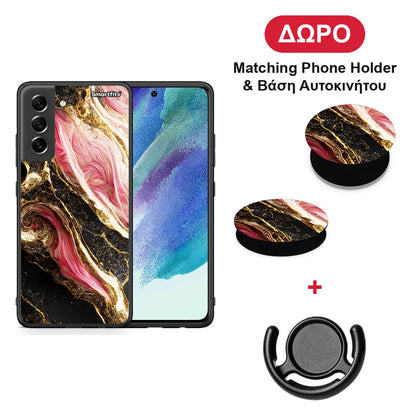 Glamorous Pink Marble - Samsung Galaxy S21 FE θήκη + Δώρο Phone Holder & Βάση Αυτοκινήτου