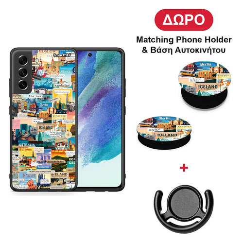 Live To Travel - Samsung Galaxy S21 FE θήκη + Δώρο Phone Holder & Βάση Αυτοκινήτου