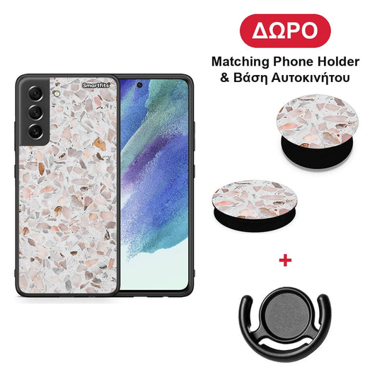 Marble Terrazzo - Samsung Galaxy S21 FE θήκη + Δώρο Phone Holder & Βάση Αυτοκινήτου