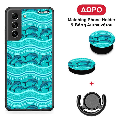 Swimming Dolphins - Samsung Galaxy S21 FE θήκη + Δώρο Phone Holder & Βάση Αυτοκινήτου