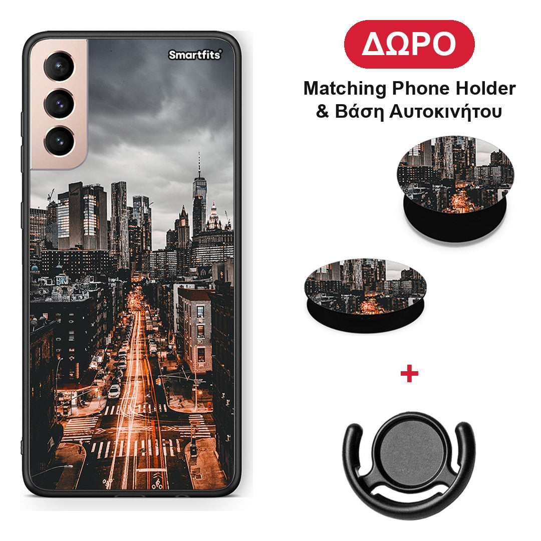 City Lights - Samsung Galaxy S21+ θήκη + Δώρο Phone Holder & Βάση Αυτοκινήτου