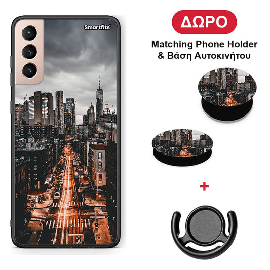 City Lights - Samsung Galaxy S21+ θήκη + Δώρο Phone Holder & Βάση Αυτοκινήτου